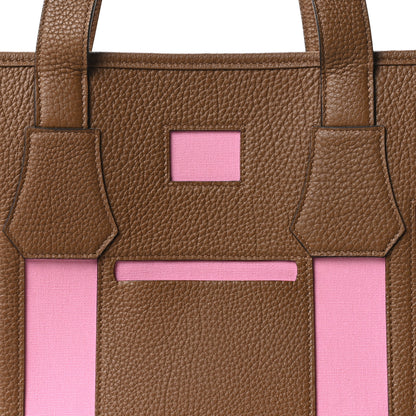 Hermes Canvas Calfskin Petit H Bell Tote Bag Rose Gold 7 of 9
