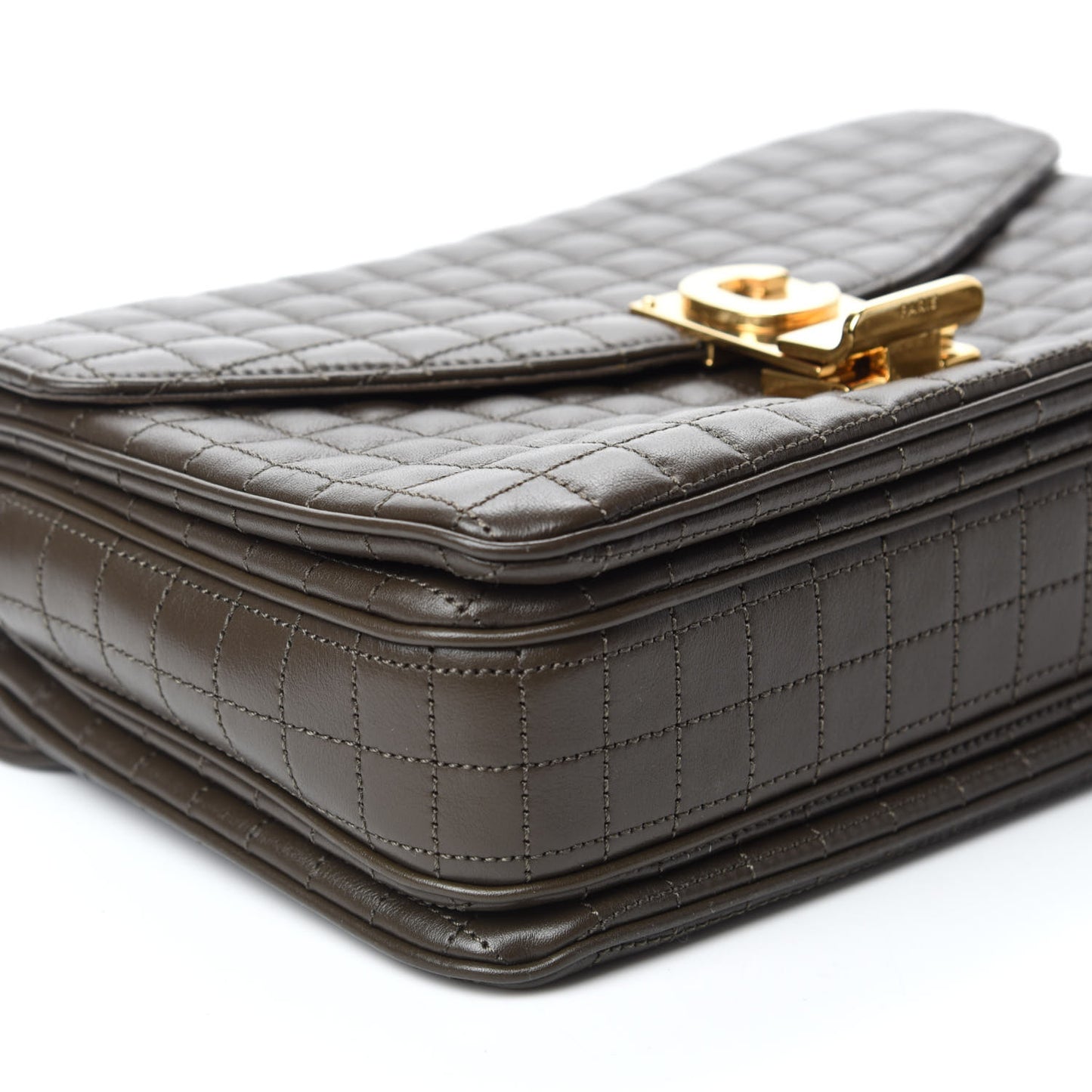 Calfskin Quilted Medium C Bag Dark Brown