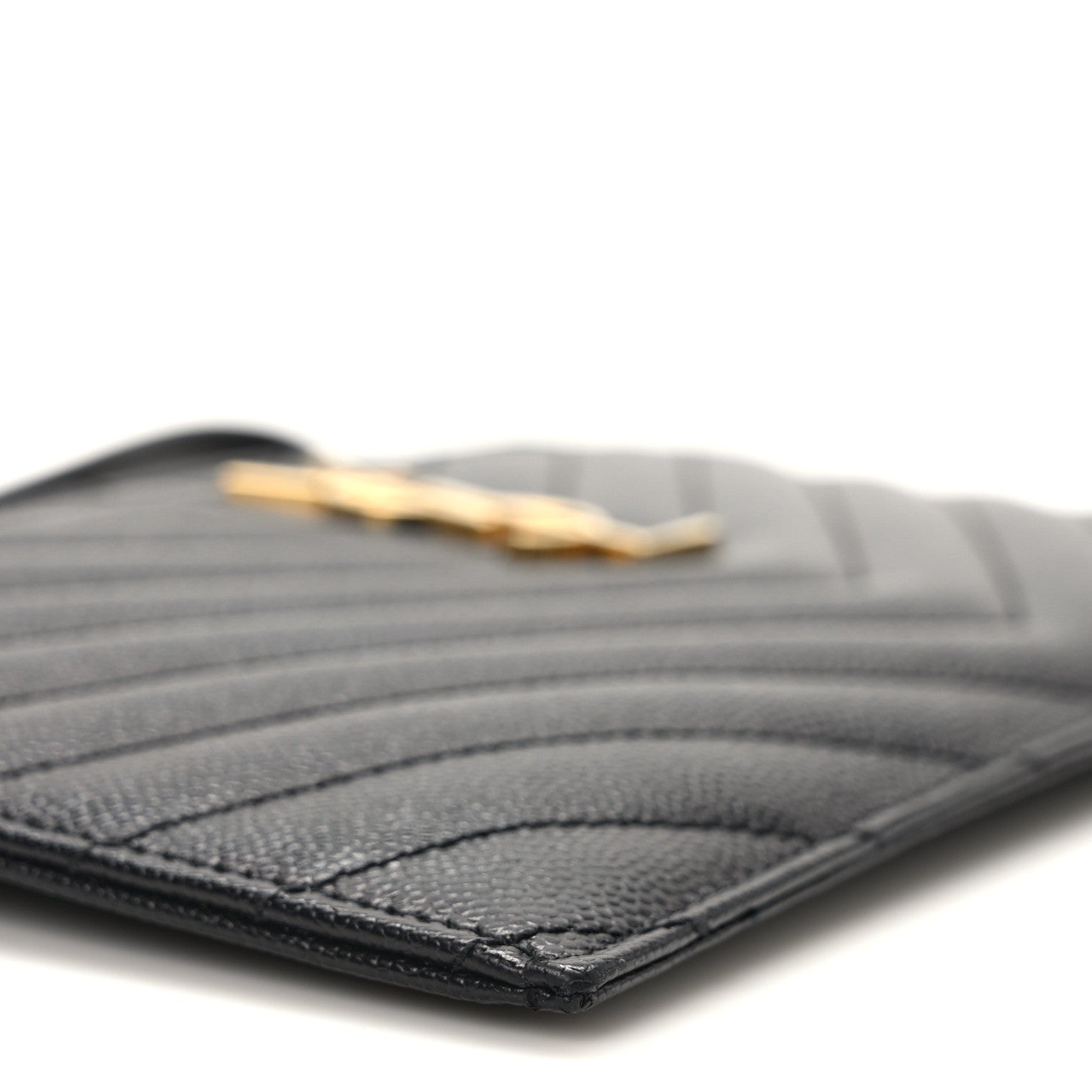Saint Laurent Grain De Poudre Chevron Monogram Large Bill Pouch Black 8 of 11