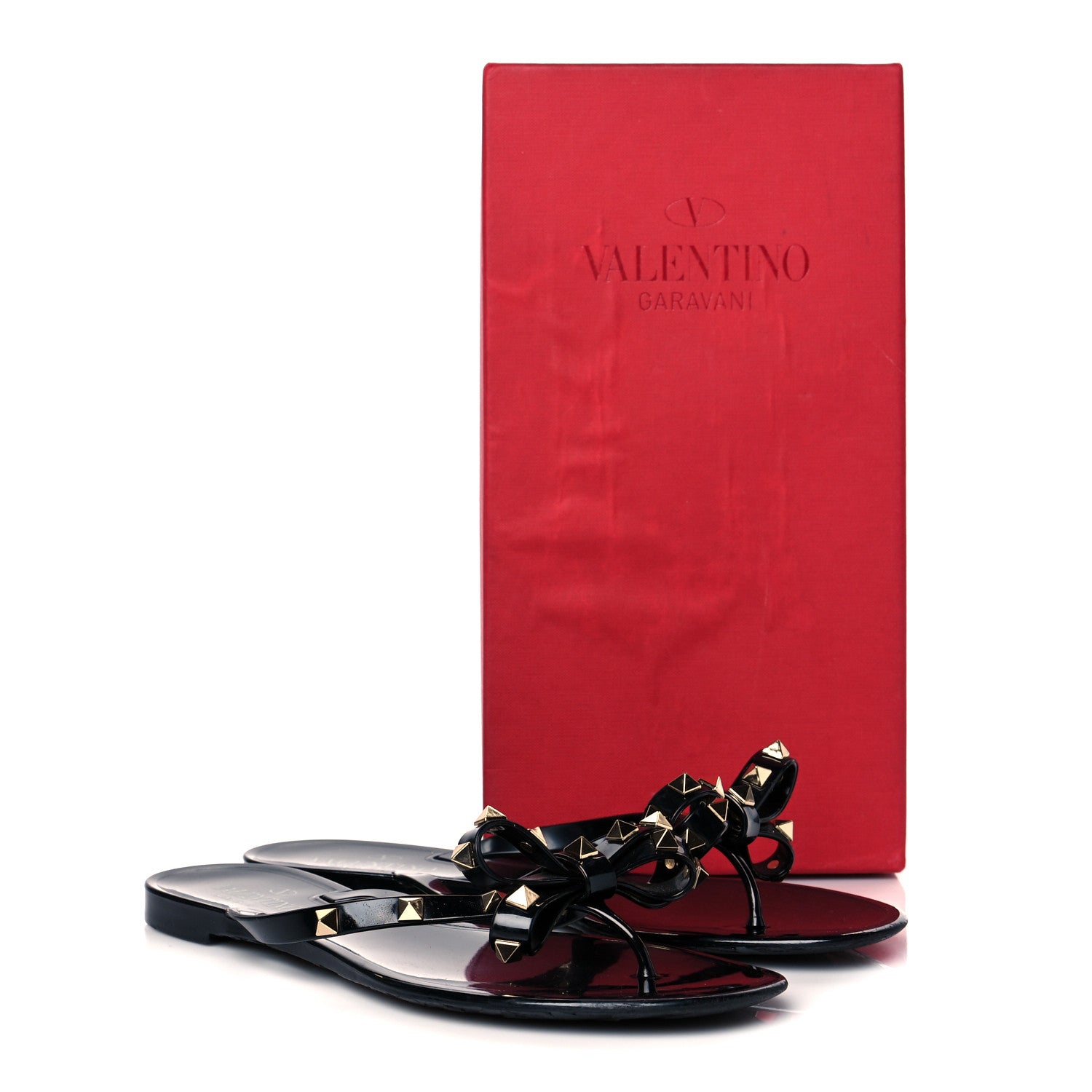 Valentino Garavani PVC Jelly Rockstud Bow Thong Sandals 40 Black 9 of 9