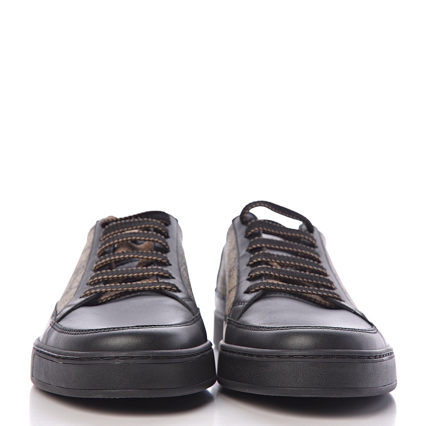 GG Supreme Monogram Mens Low Top Sneakers 8 Black Beige Ebony
