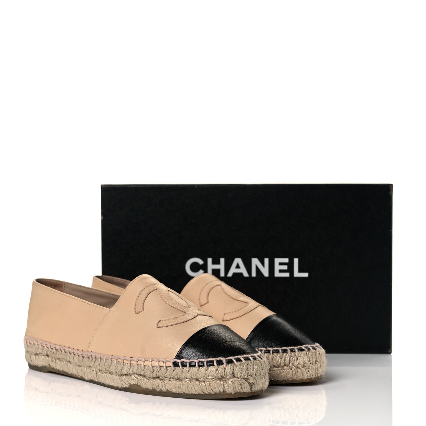 Lambskin CC Espadrilles 38 Beige Black