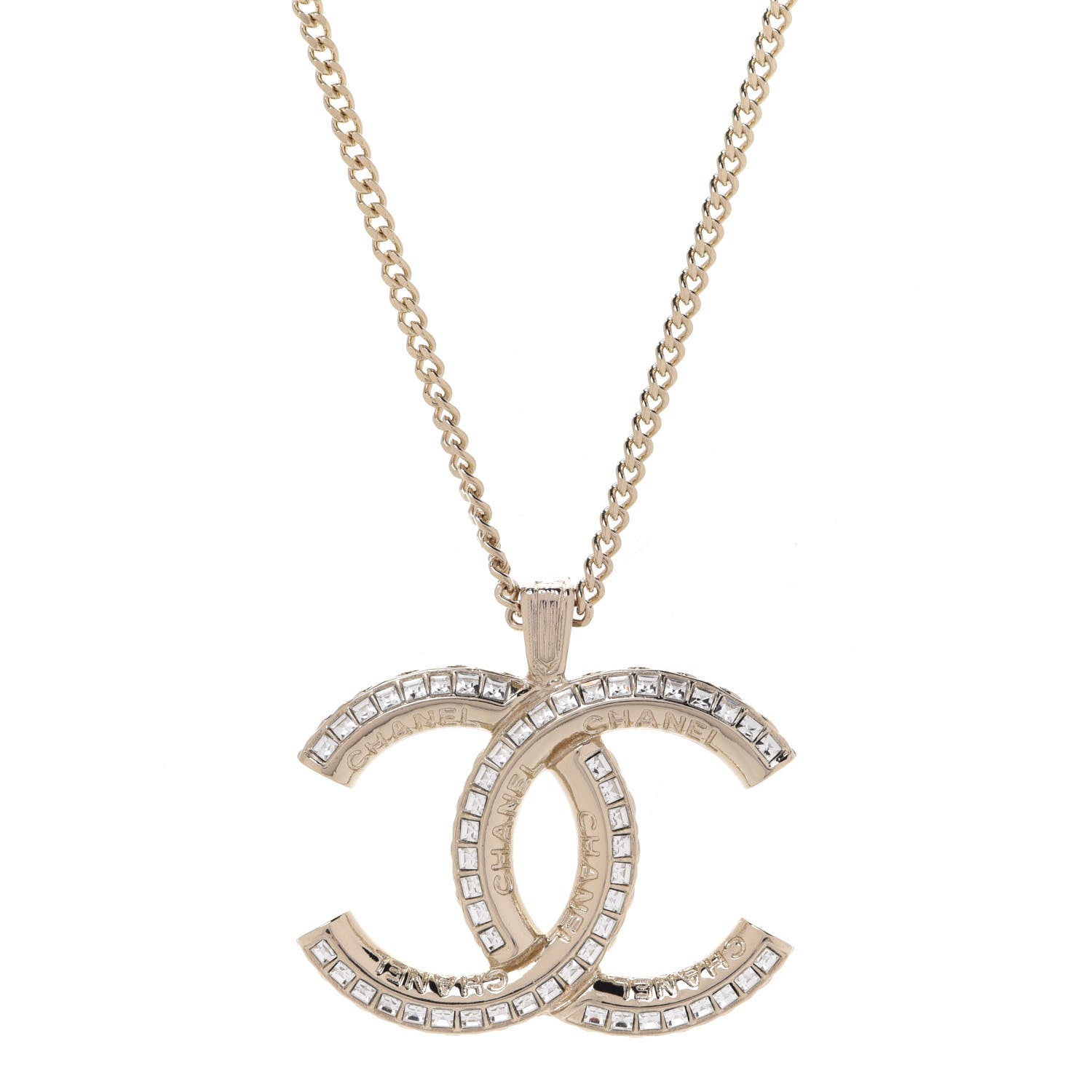 Chanel Crystal CC Chain Necklace Gold 4 of 6