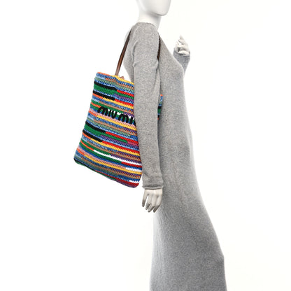 Miu Miu Cotton Crochet Stripe Vertical Tote Bag Multicolor 2 of 10