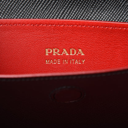 Prada Saffiano Cuir Large Double Bag Black Fuoco 6 of 13