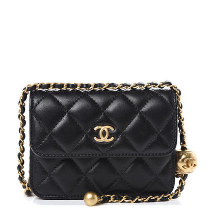Chanel Lambskin Quilted Pearl Crush Clutch With Chain Black 1 of 10