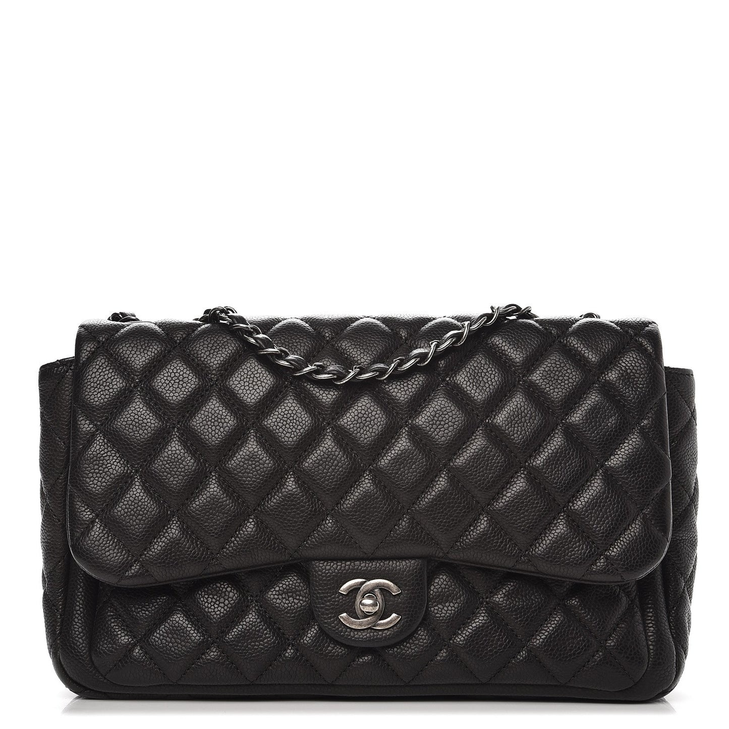 Caviar Quilted Large Now and Forever Flap Black
