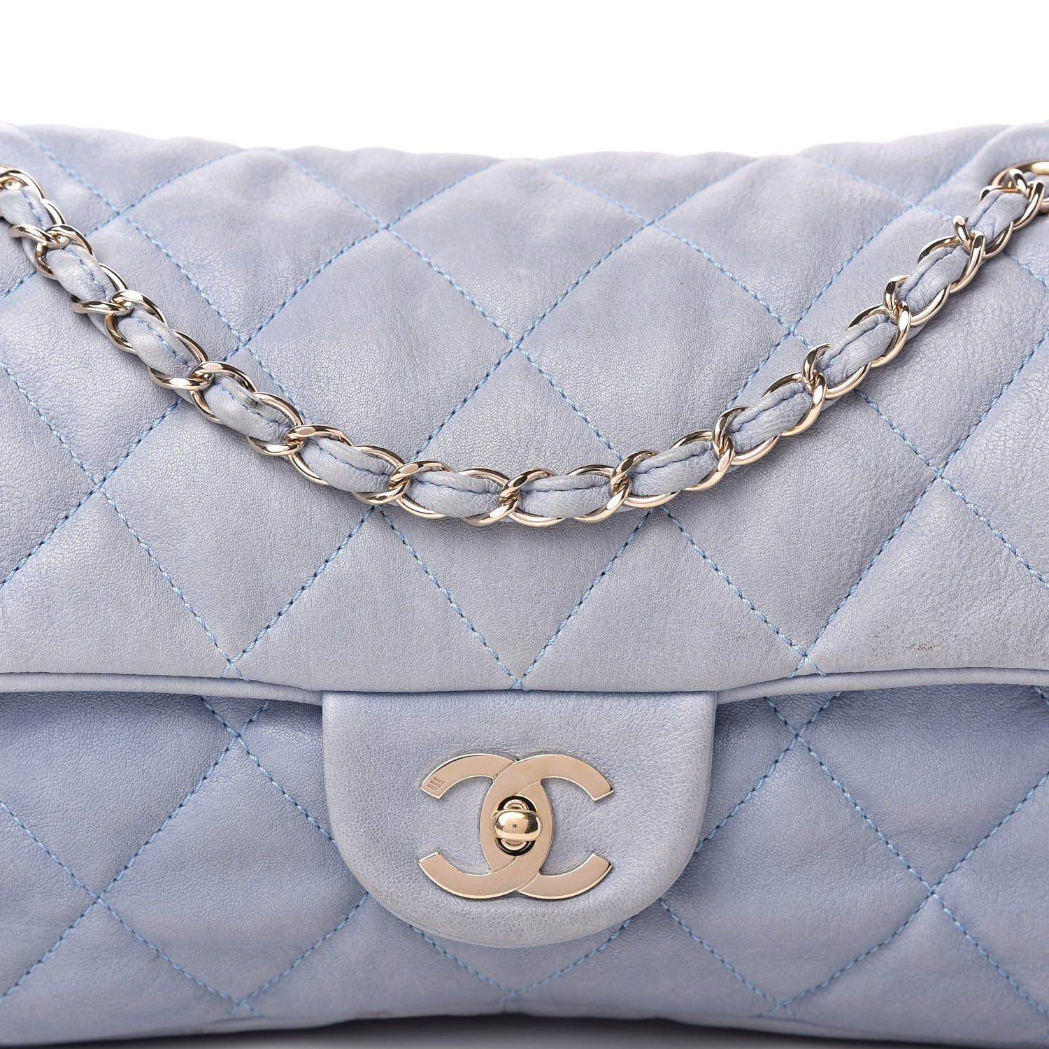 Chanel Distressed Lambskin Flap Blue 10 of 10
