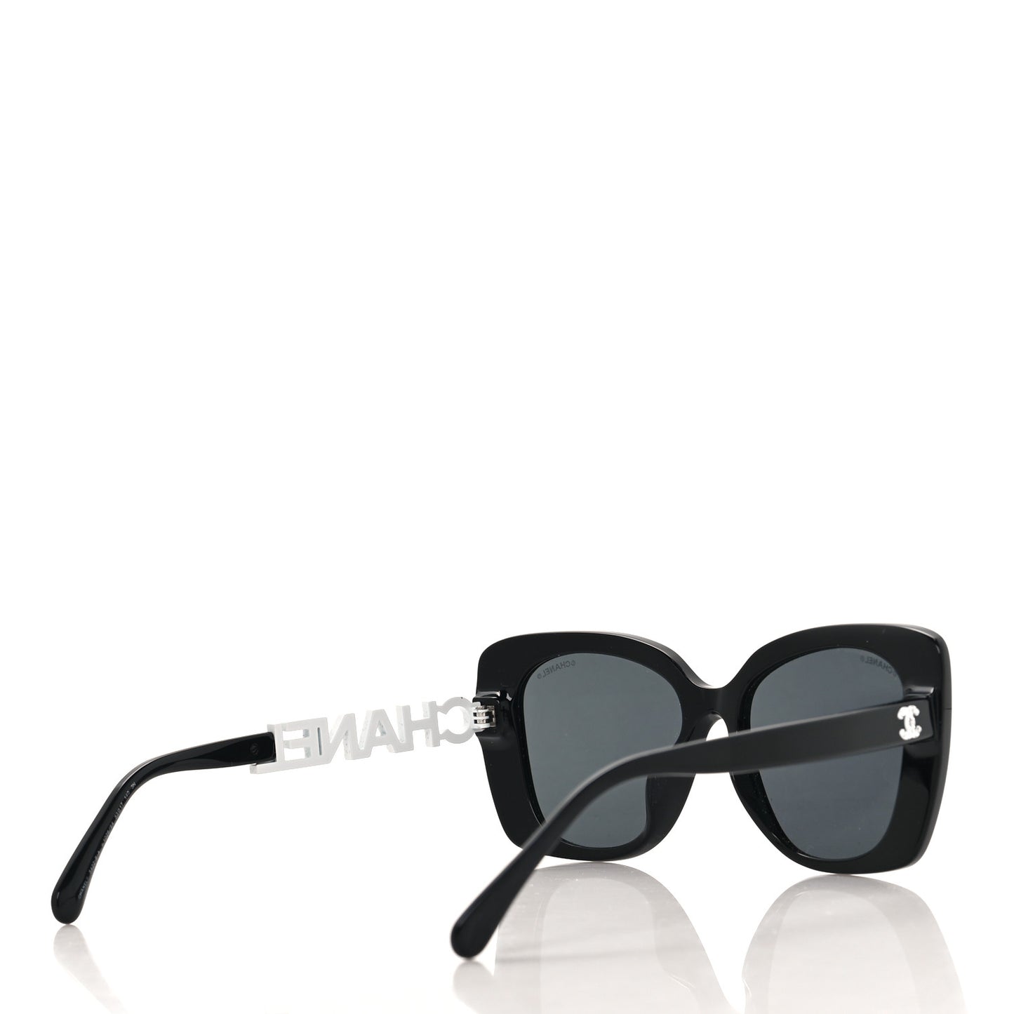 Acetate Strass Square Sunglasses 5422-B Black White