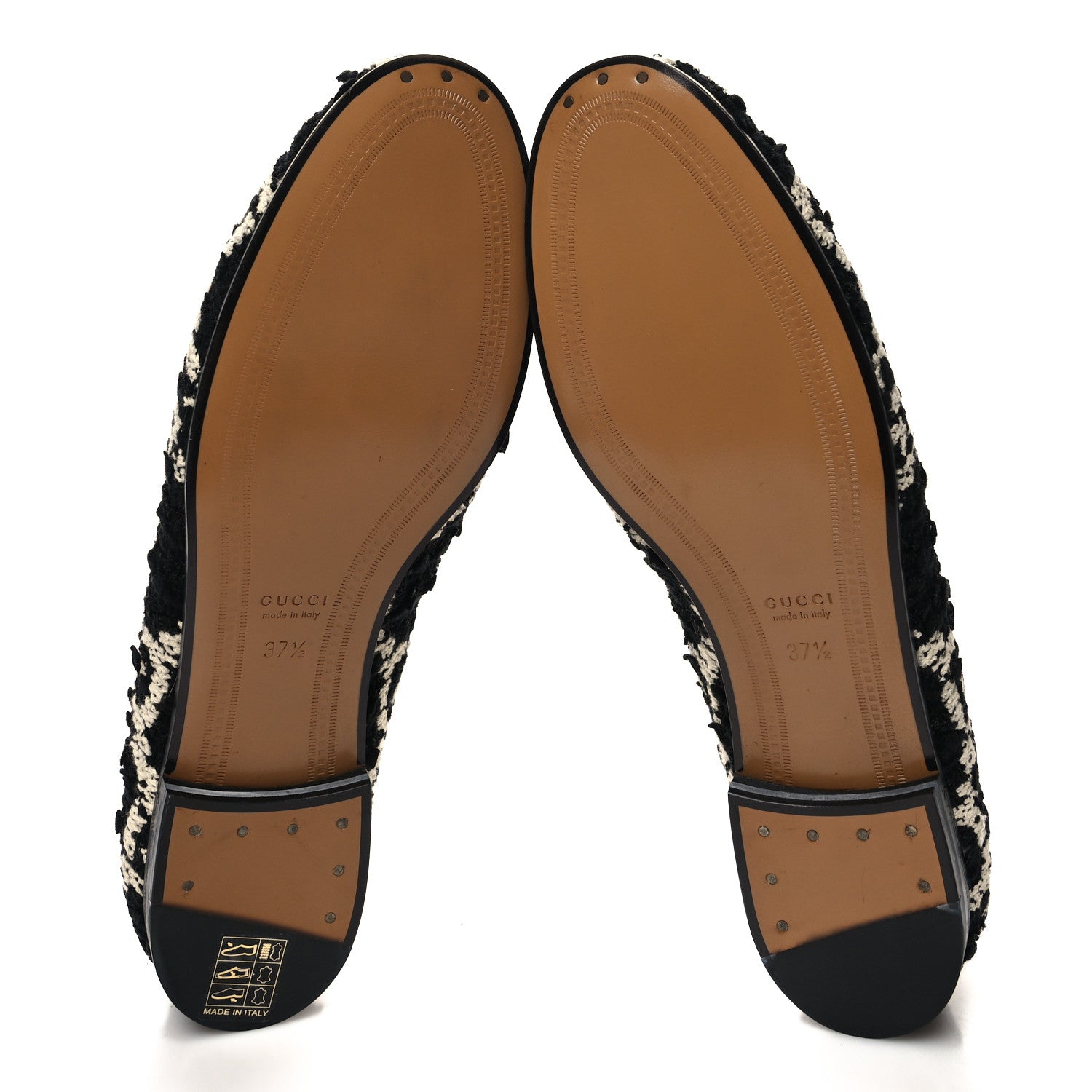 Gucci Tweed GG Monogram Horsebit Womens Jordaan Loafers 37.5 Black Natural 5 of 9
