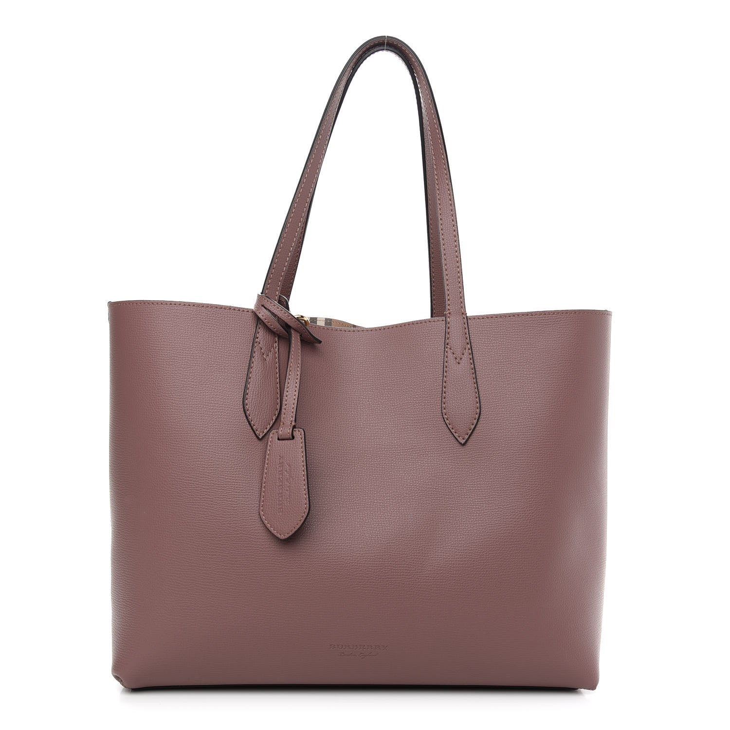 Burberry Grainy Calfskin Haymarket Check Medium Reversible Tote Dusty Pink 5 of 18