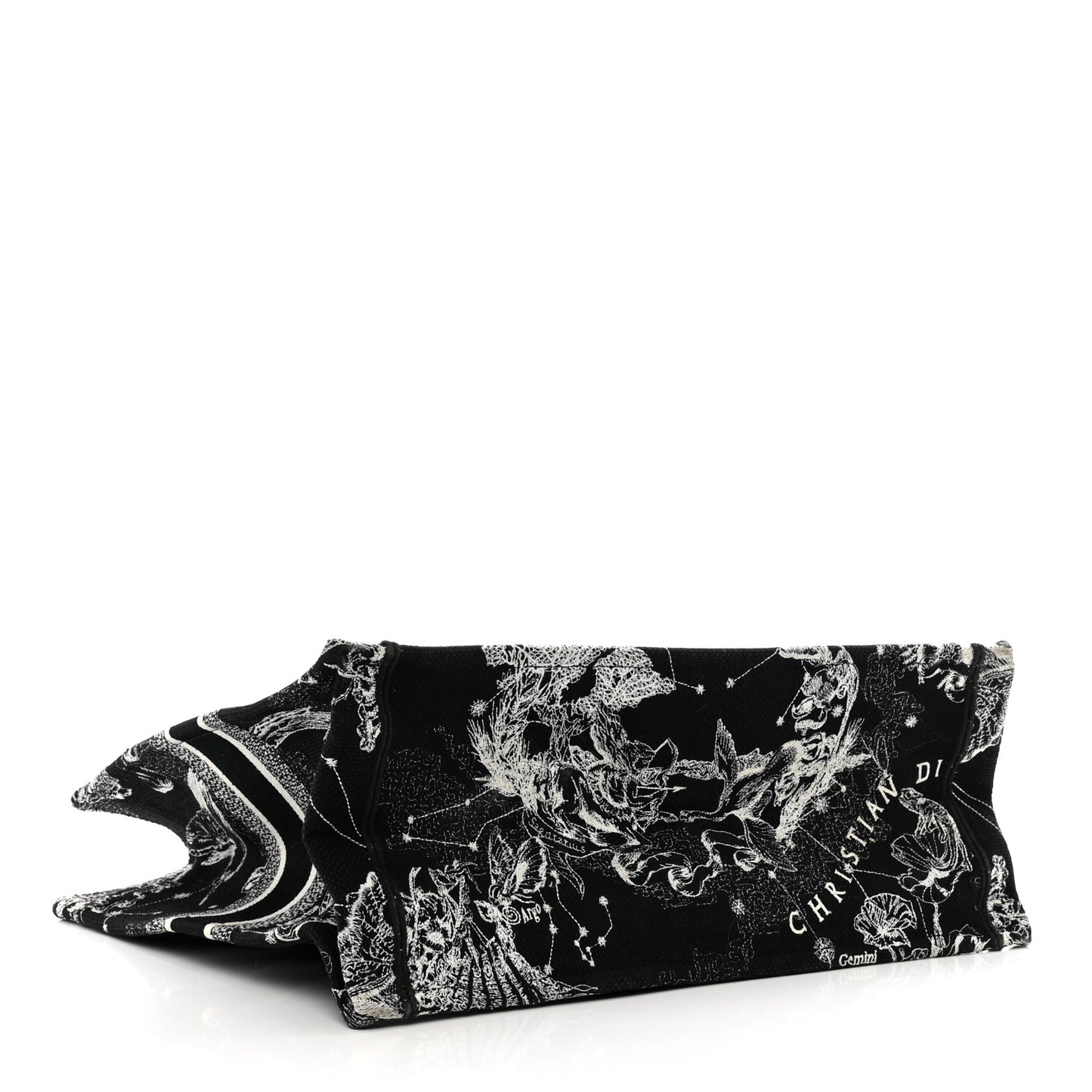 Canvas Embroidered Large Zodiac Toile De Jouy Book Tote Black Multicolor
