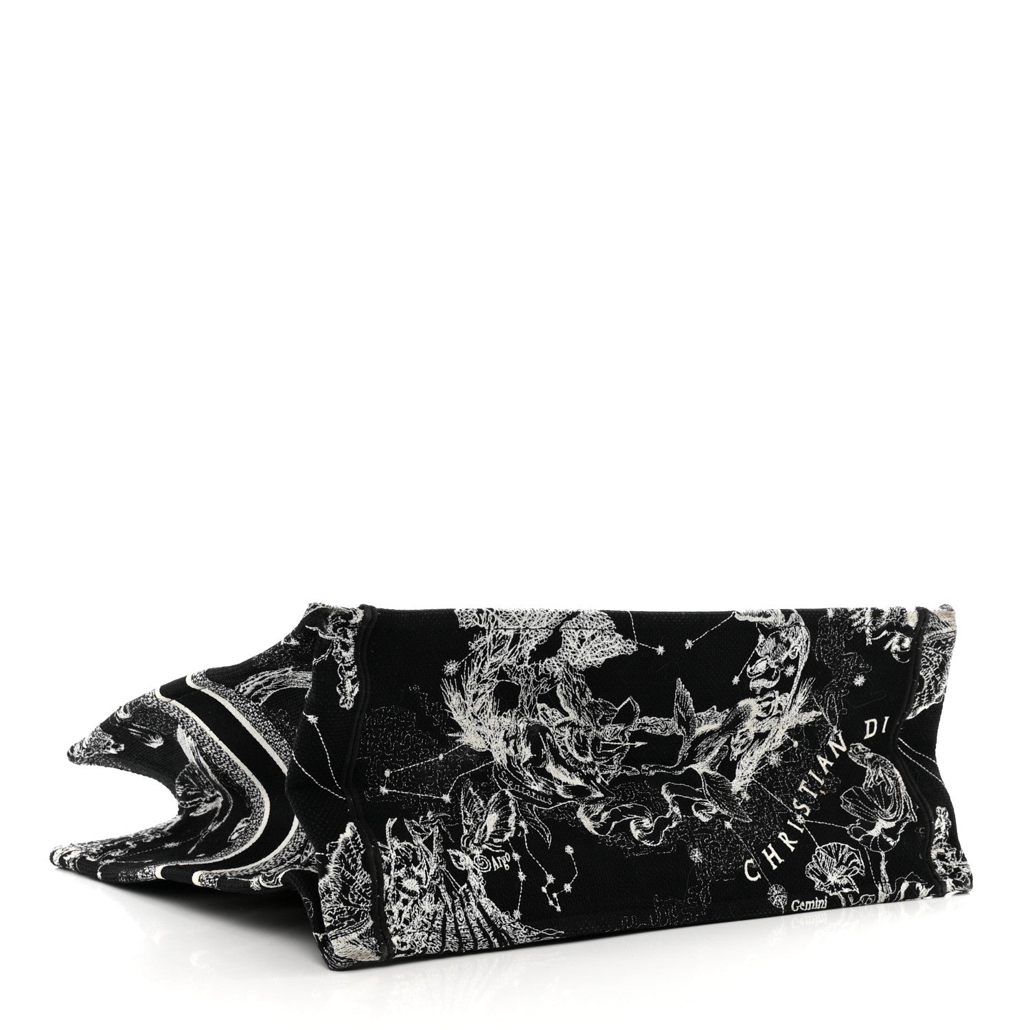 Christian Dior Canvas Embroidered Large Zodiac Toile De Jouy Book Tote Black Multicolor 4 of 10