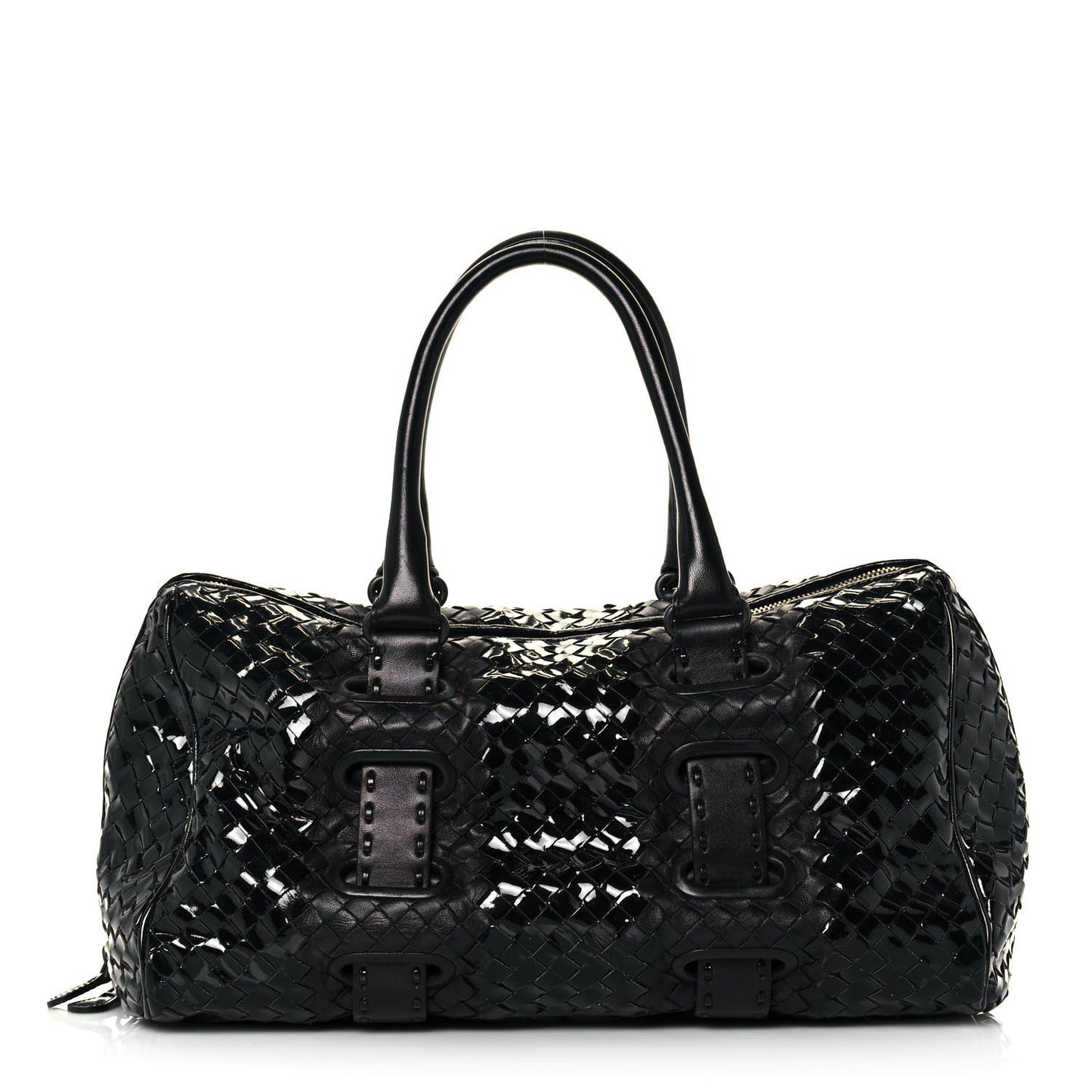 Patent Nappa Intrecciato Satchel Black