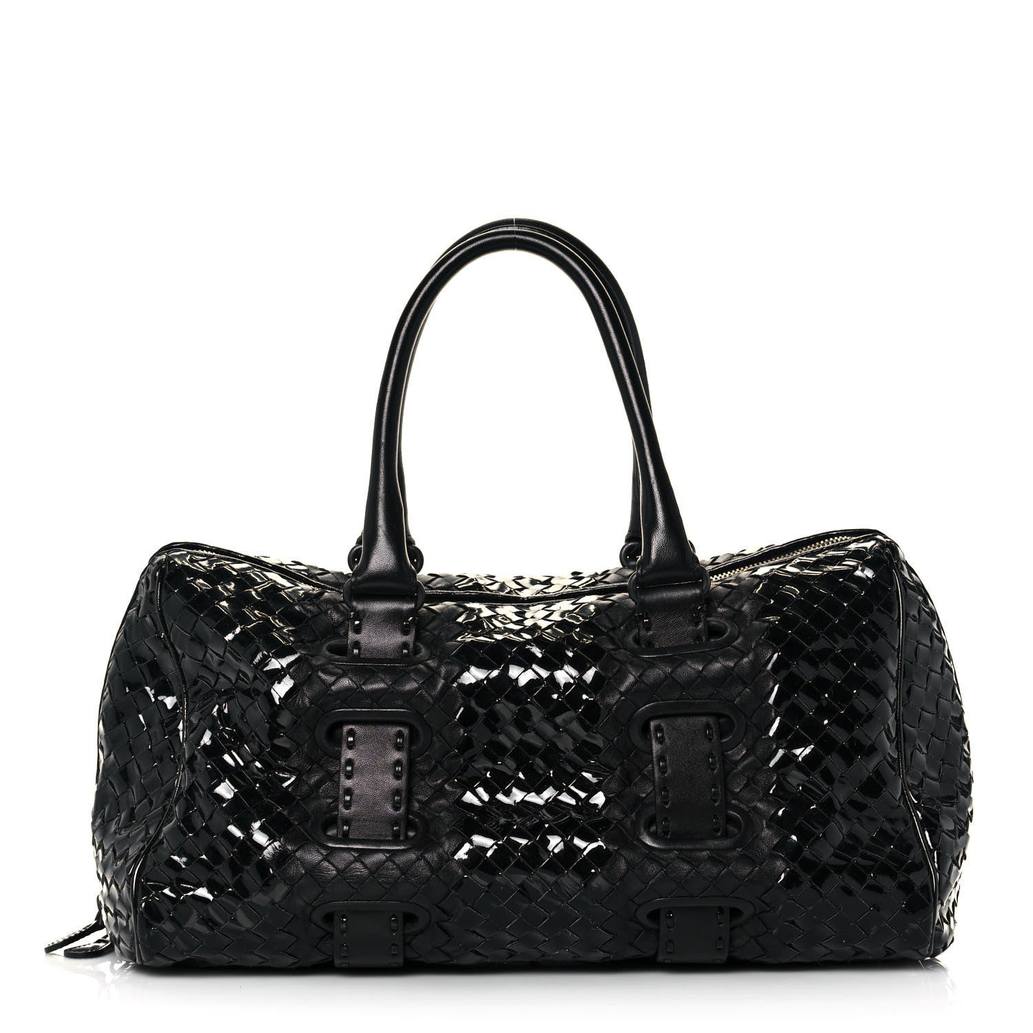 Bottega Veneta Patent Nappa Intrecciato Satchel Black 1 of 16
