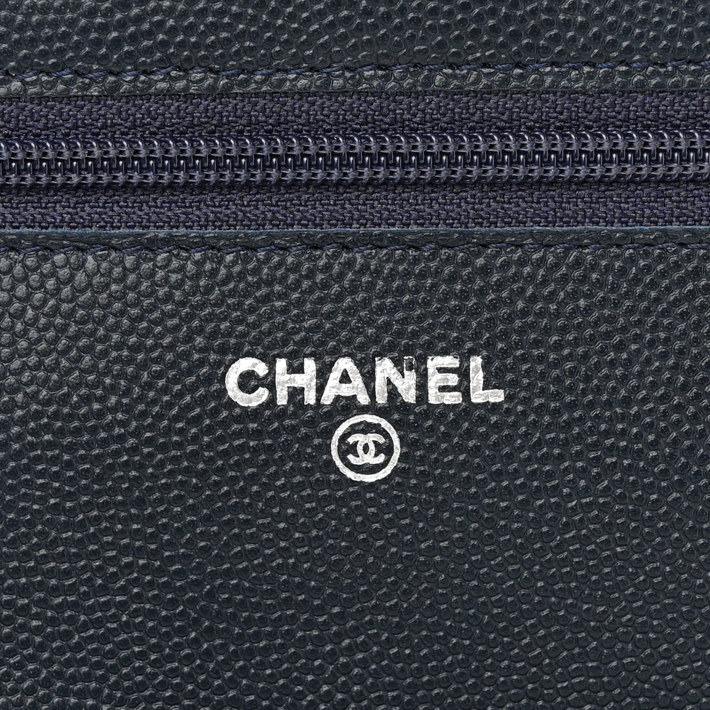 Caviar Quilted Wallet on Chain WOC Navy Blue
