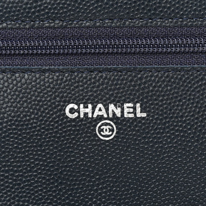 Chanel Caviar Quilted Wallet on Chain WOC Navy Blue 6 of 12