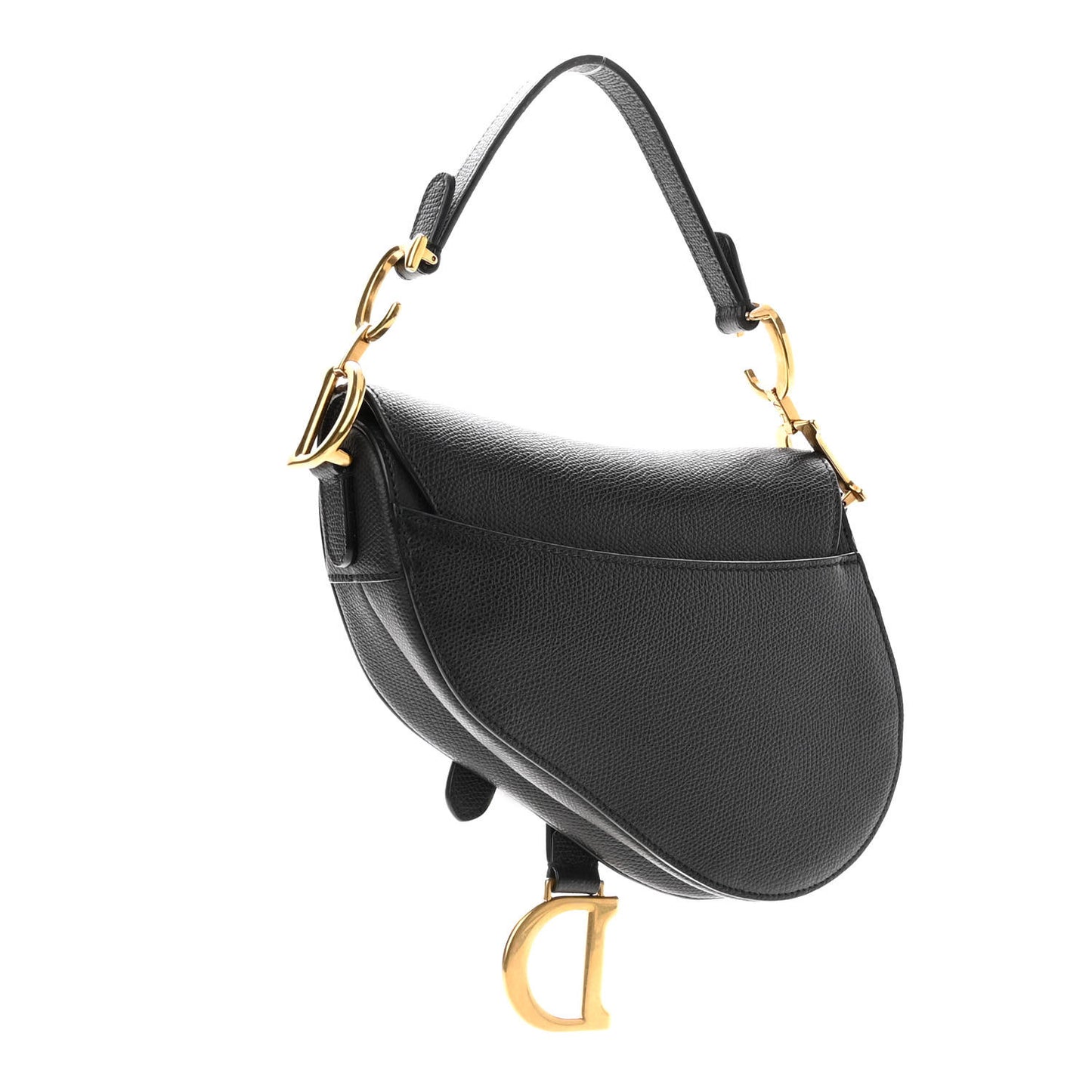 Grained Calfskin Mini Saddle Bag Black