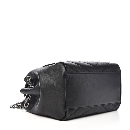 Saint Laurent Pebbled Lambskin Chevron Monogram Small Nolita Black 4 of 9