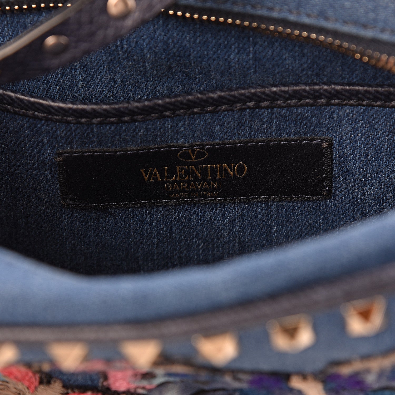 Valentino Garavani Denim Butterfly Embroidered Rockstud Camera Crossbody Bag Light Denim Multicolor 6 of 9