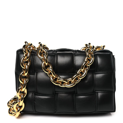 Bottega Veneta Lambskin Maxi Intreccio Padded Chain Cassette Crossbody Bag Black 1 of 10