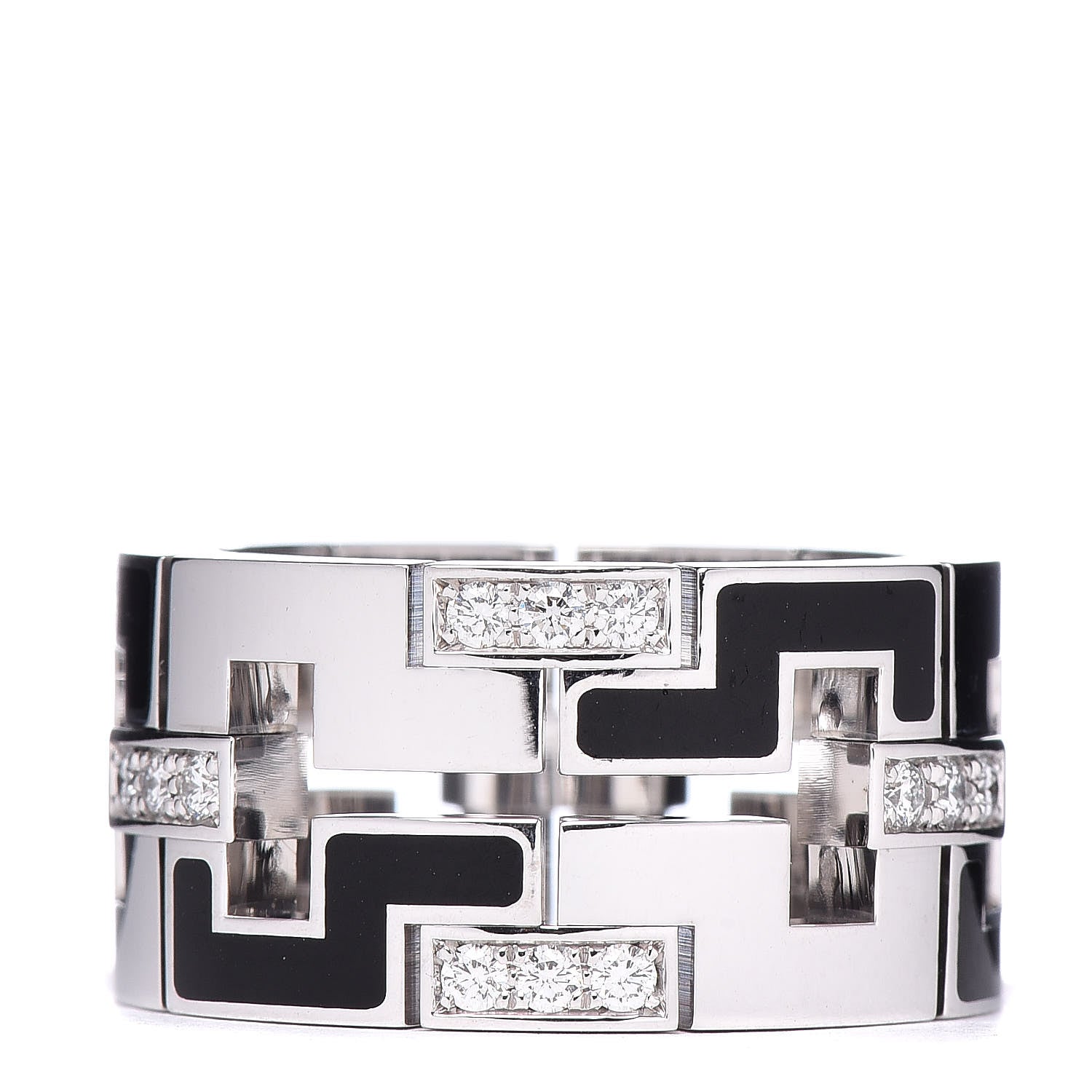 Cartier 18K White Gold Enamel Diamond Le Baiser Du Dragon Ring 52 6 1 of 7