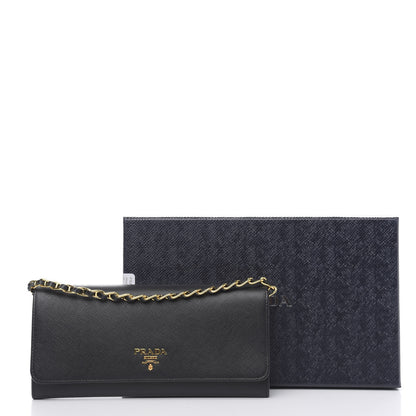 Prada Saffiano Metal Oro Chain Wallet Black 8 of 8