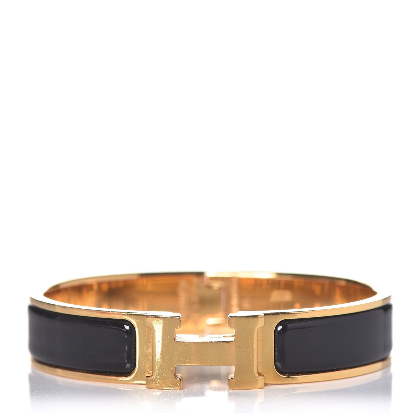 Enamel Narrow Clic Clac H Bracelet PM Black