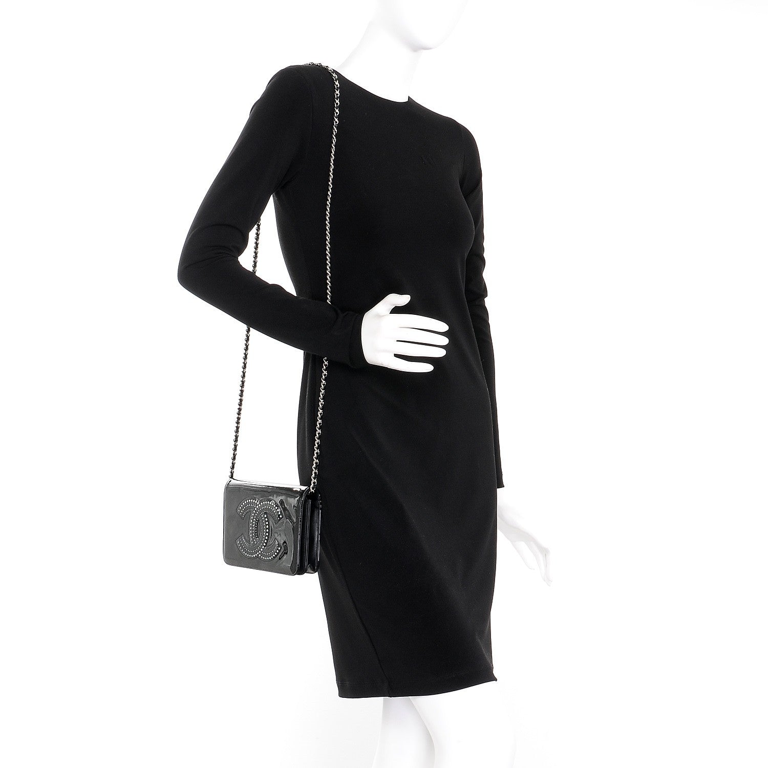 Chanel Patent Strass Wallet On Chain WOC Black 2 of 8