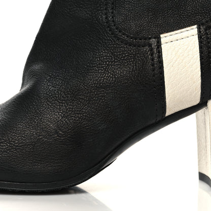 Chanel Goatskin Calfskin CC Short Boots 38.5 Black White 9 of 9