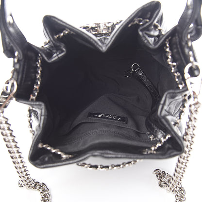 Chanel Grained Calfskin Quilted CC Chain Bucket Drawstring Bag Black 5 of 11