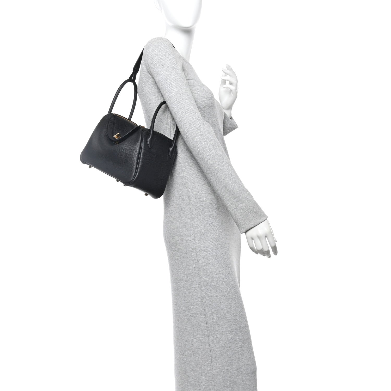 Hermes Taurillon Clemence Lindy 26 Black 2 of 10