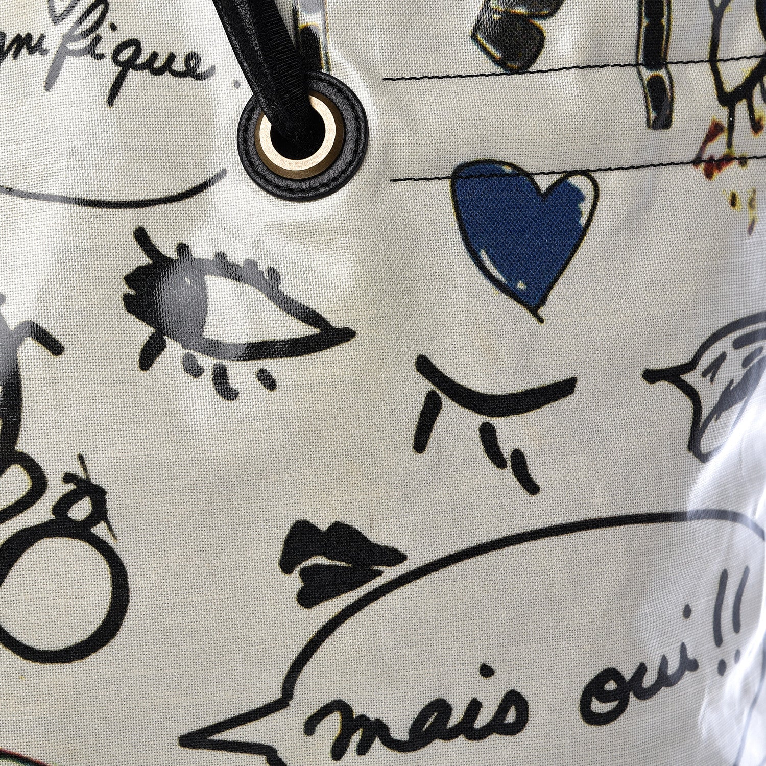 Lanvin Canvas Face Printed Shopper Tote Black White 12 of 12