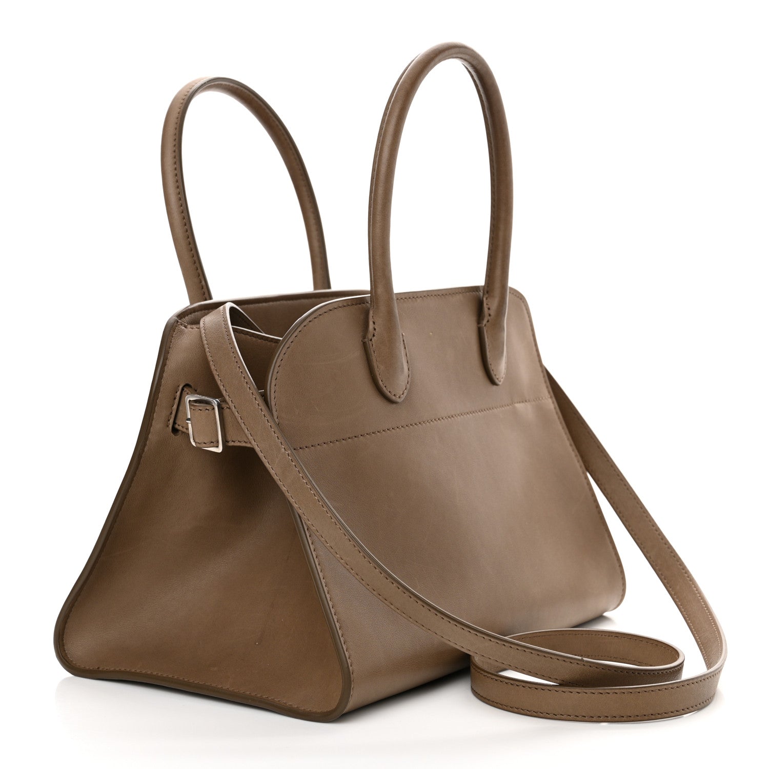 The Row Polished Saddle Calfskin Soft Margaux 10 Bag Mouse Grey 3 of 13