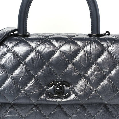 Chanel Metallic Aged Calfskin Quilted Mini Coco Handle Flap Charcoal 9 of 12