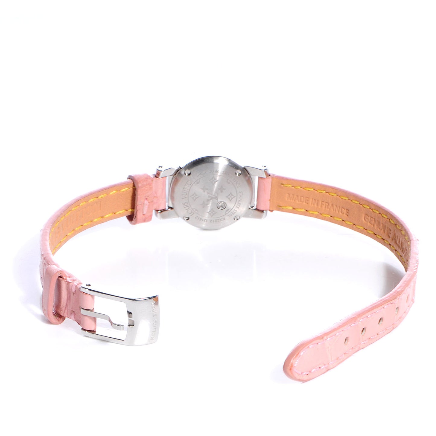 Stainless Steel Alligator Mother of Pearl 18mm Tambour Quartz Watch