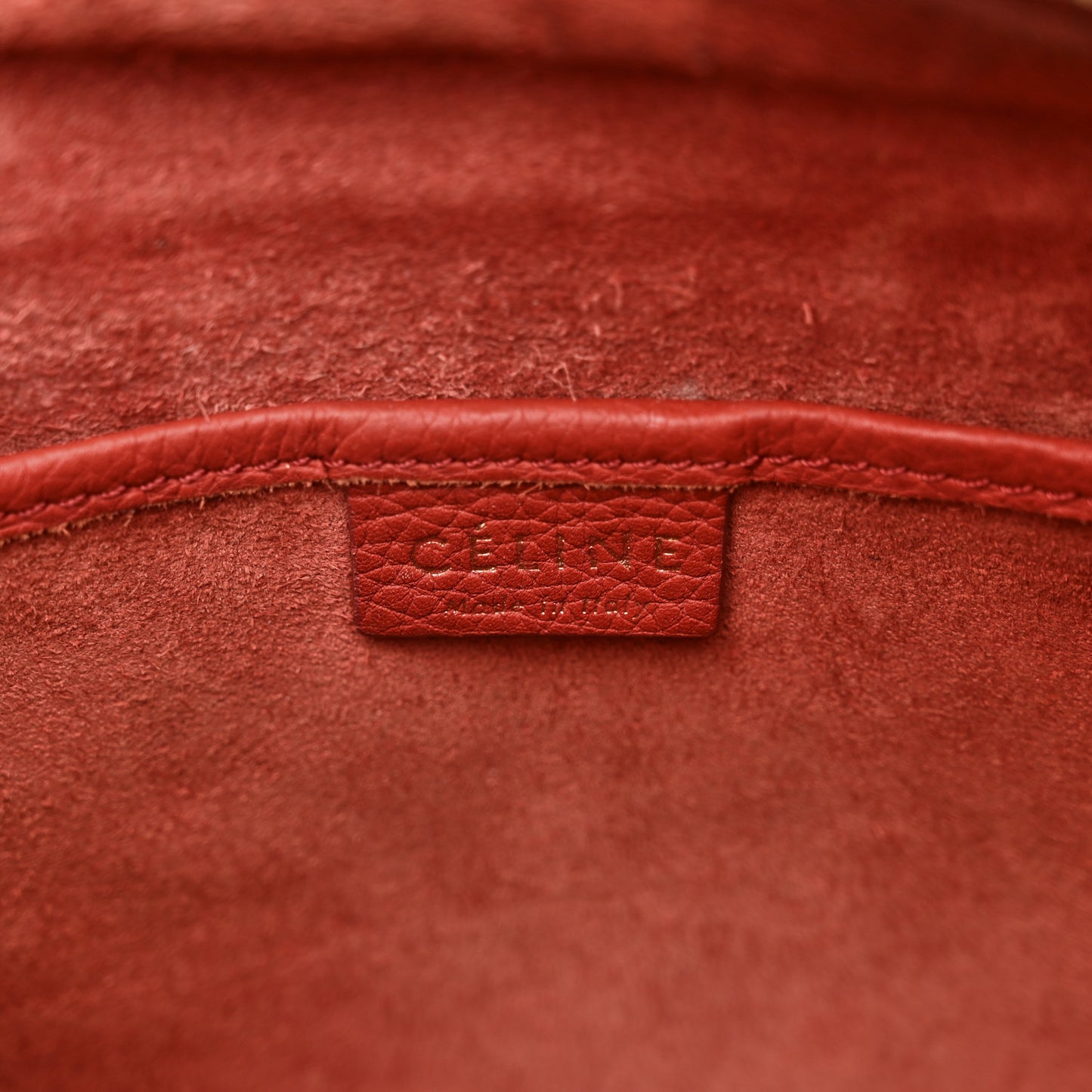Drummed Calfskin Nano Luggage Red