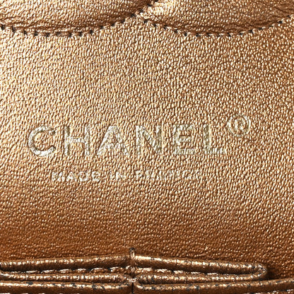 Chanel Metallic Crackled Calfskin Quilted Medium Double Flap Dark Gold 5 of 8