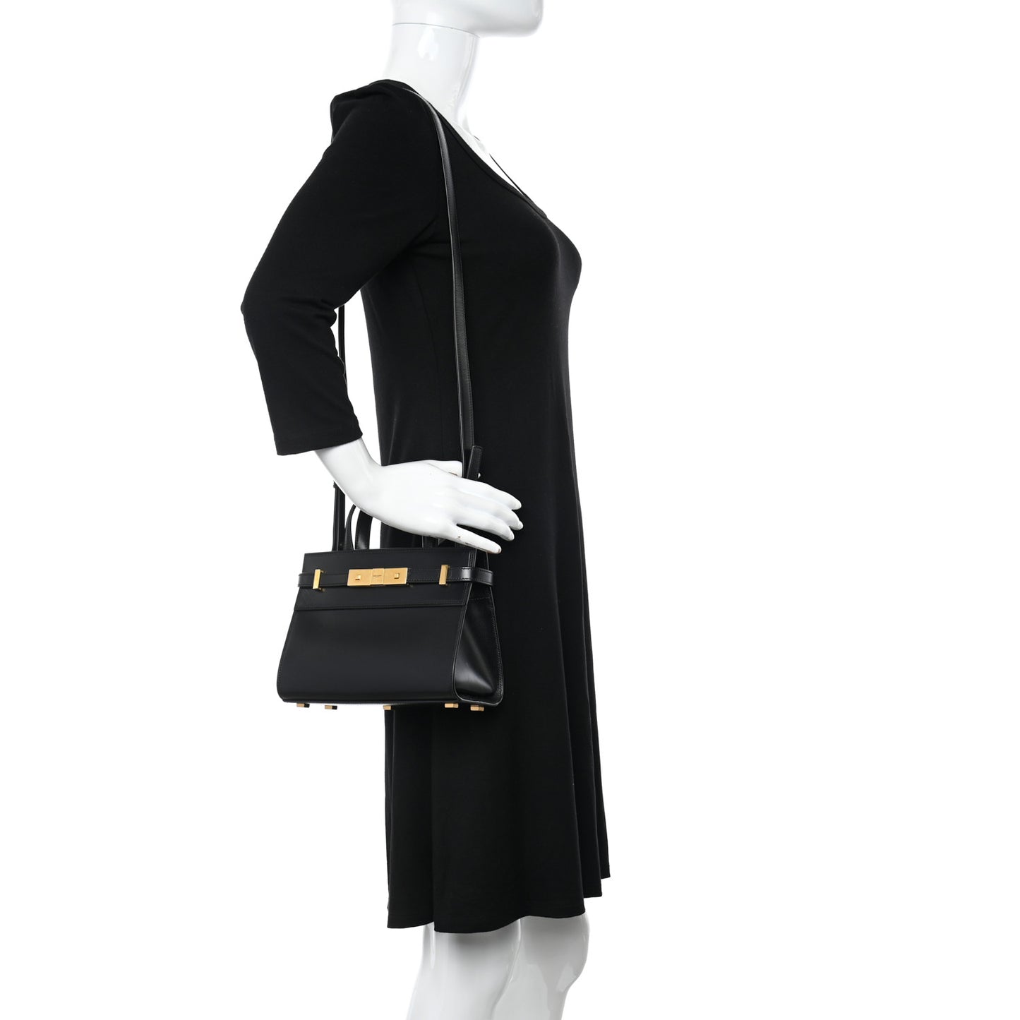 Smooth Calfskin Manhattan Nano Shopper Tote Black