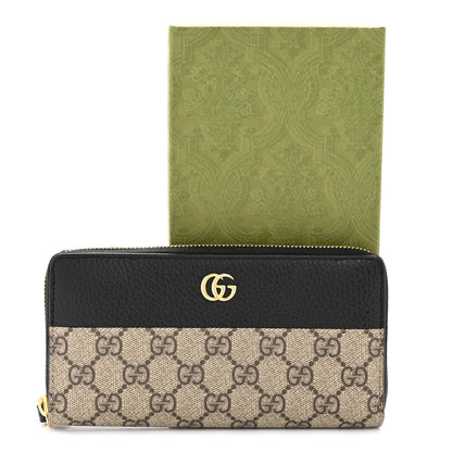 Gucci Dollar Calfskin GG Supreme Monogram GG Marmont Zip Around Wallet Black Beige Ebony 9 of 9