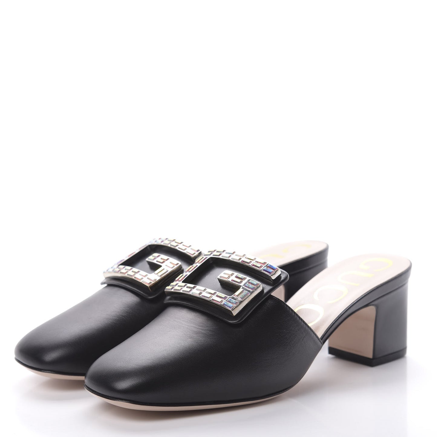 Malaga Kid Crystal Square G Madelyn Mules 36.5 Black