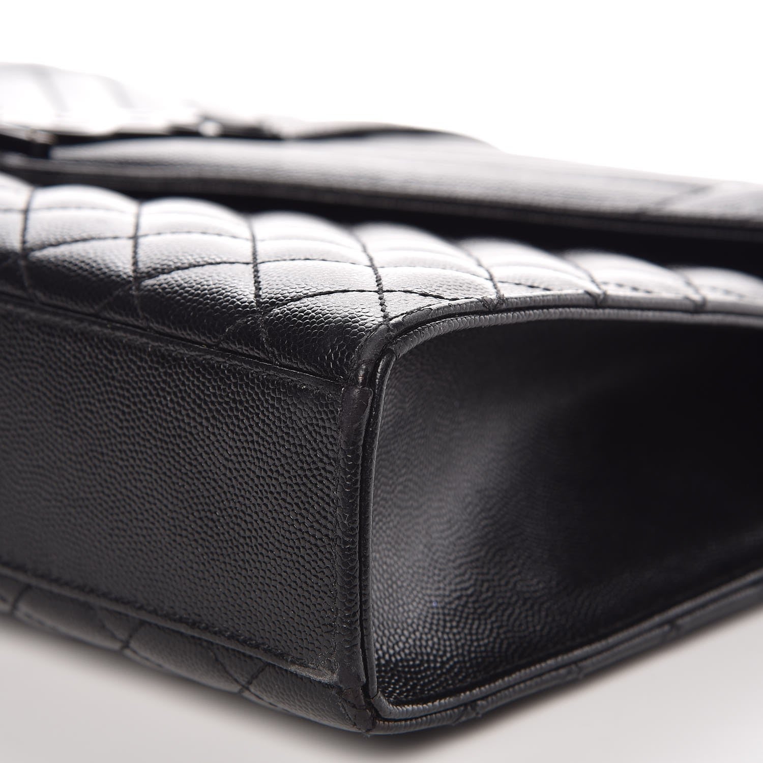 Saint Laurent Grain De Poudre Textured Mixed Matelasse Large Triquilt Monogram Monochrome Satchel Black 9 of 11
