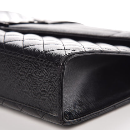Saint Laurent Grain De Poudre Textured Mixed Matelasse Large Triquilt Monogram Monochrome Satchel Black 9 of 11