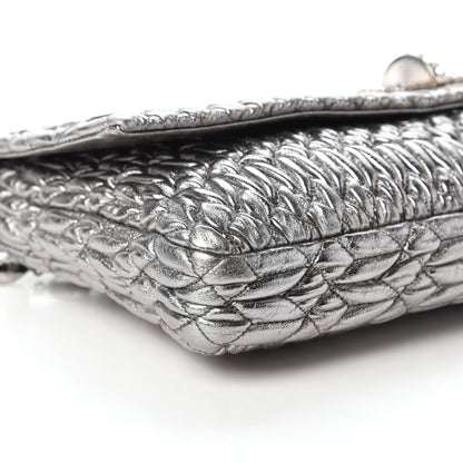 Miu Miu Metallic Nappa Matelasse Crystal Flap Clutch Cromo 6 of 10