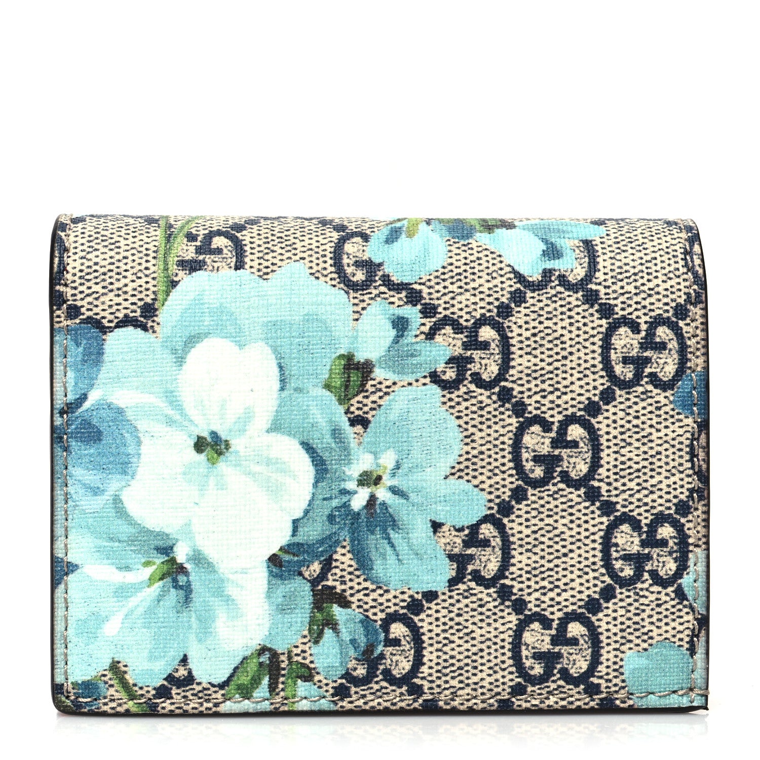 Gucci GG Supreme Monogram Blooms Card Case Beige Blue Navy Hibiscus Red 1 of 11