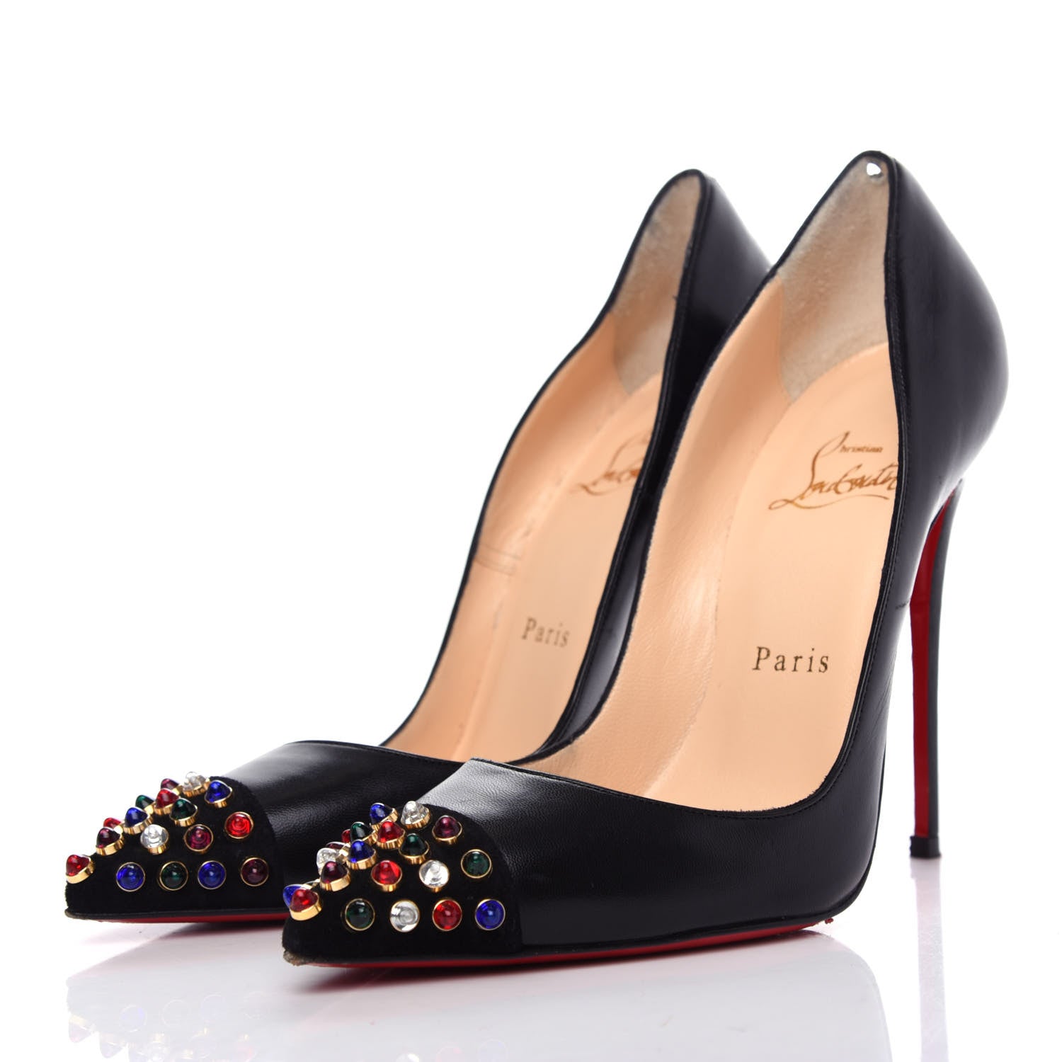 Christian Louboutin Kid Crystal Geo 120 Pumps 36.5 Black 3 of 10