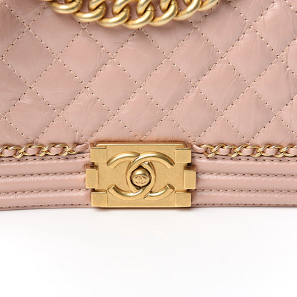 Chanel Aged Calfskin Quilted Medium Jacket Boy Flap Pink 9 of 9