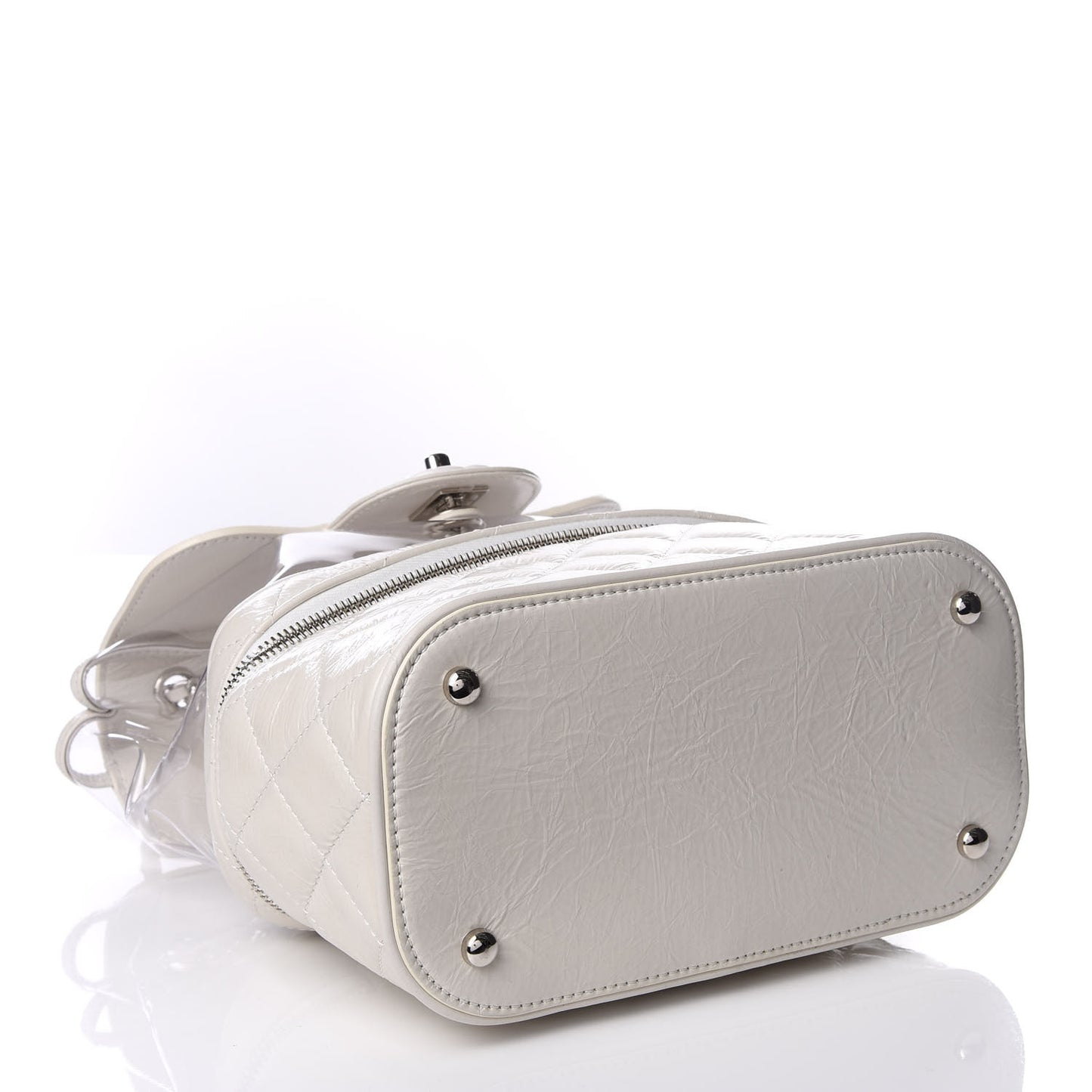 Crumpled Calfskin PVC Quilted Backpack White