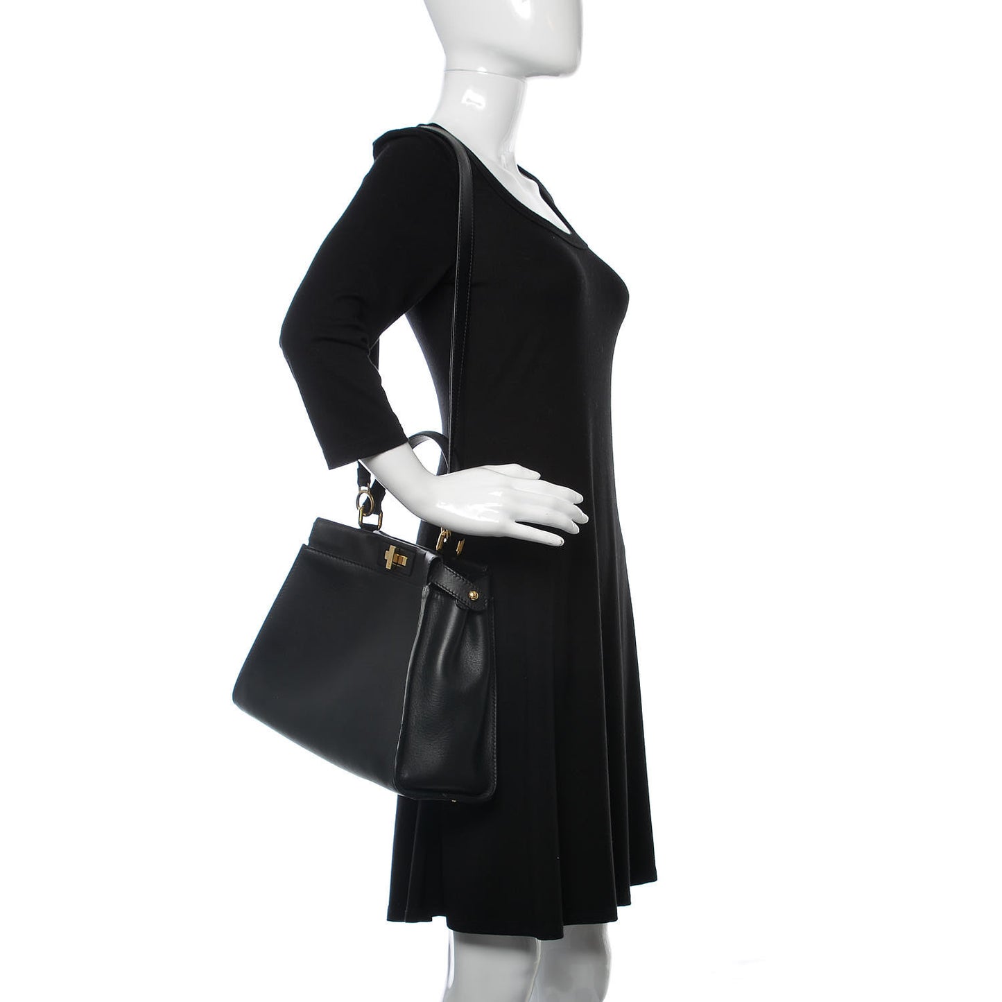 Vitello Seta Shiny Nappa Medium Peekaboo Iconic Satchel Black