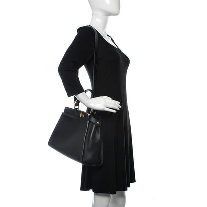 Fendi Vitello Seta Shiny Nappa Medium Peekaboo Iconic Satchel Black 2 of 9